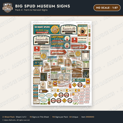 Alpine Railworks 31005HO HO Scale Roadside Signs - Potato Museum