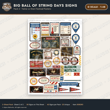 Alpine Railworks 30829O O Scale Roadside Signs - Giant Ball of Twine