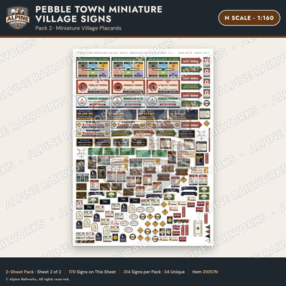 Alpine Railworks 31057N N Scale Roadside Signs - Miniature Village