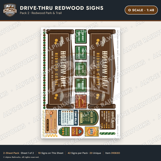Alpine Railworks 31063O O Scale Roadside Signs - Drive-Thru Tree