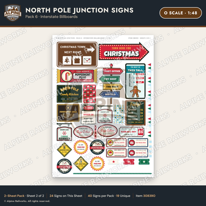 Alpine Railworks 30839O O Scale Roadside Signs - Christmas Town