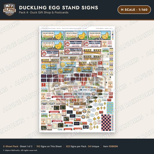 Alpine Railworks 30885N N Scale Roadside Signs - Giant Duck Farm Stand