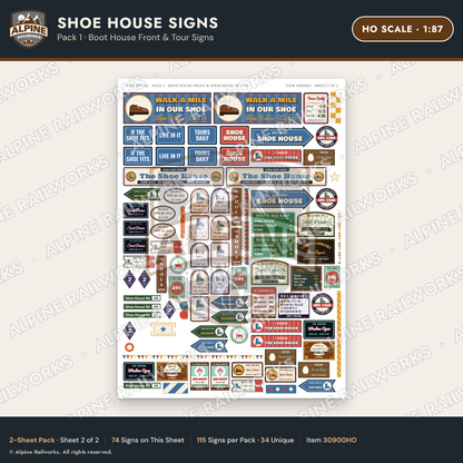 Alpine Railworks 30900HO HO Scale Roadside Signs - Shoe House
