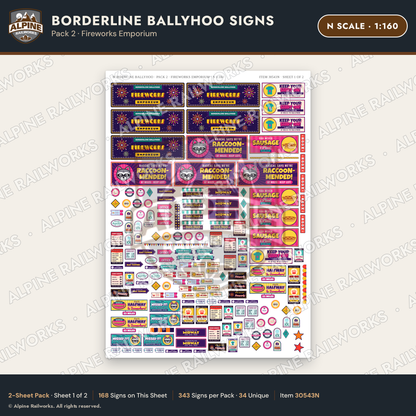 Alpine Railworks 30543N N Scale Roadside Signs - Border Tourist Stop