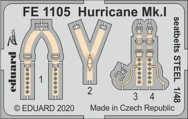 Eduard FE1105 1/48 Hurricane Mk.I Seatbelts Steel for Airfix