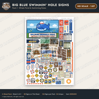 Alpine Railworks 30954HO HO Scale Roadside Signs - Blue Whale
