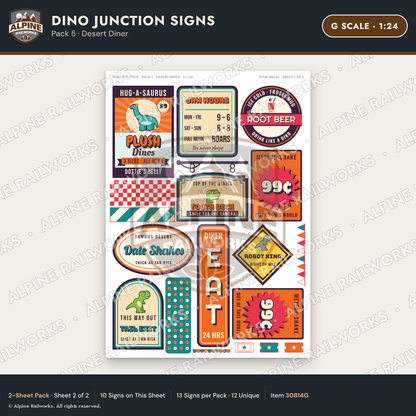 Alpine Railworks 30814G G Scale Roadside Signs - Giant Dinosaurs