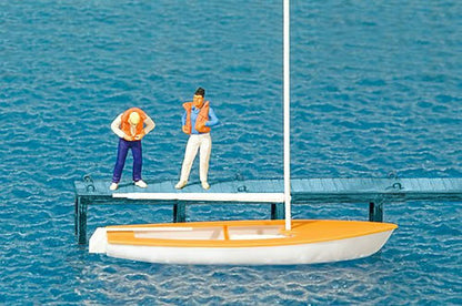 Preiser 10678 HO Scale Korsar Sailboat w/2 Sailors Putting On Life