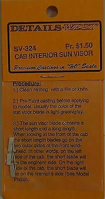 Details West SV-324 HO Scale Diesel Parts -- Cab Interior Sun Visor