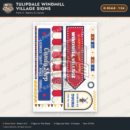 Alpine Railworks 31179G G Scale Roadside Signs - Windmill Village