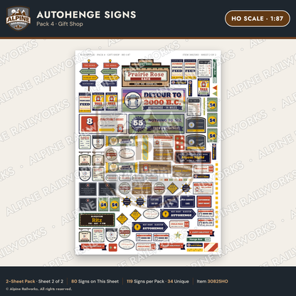 Alpine Railworks 30825HO HO Scale Roadside Signs - Car Henge
