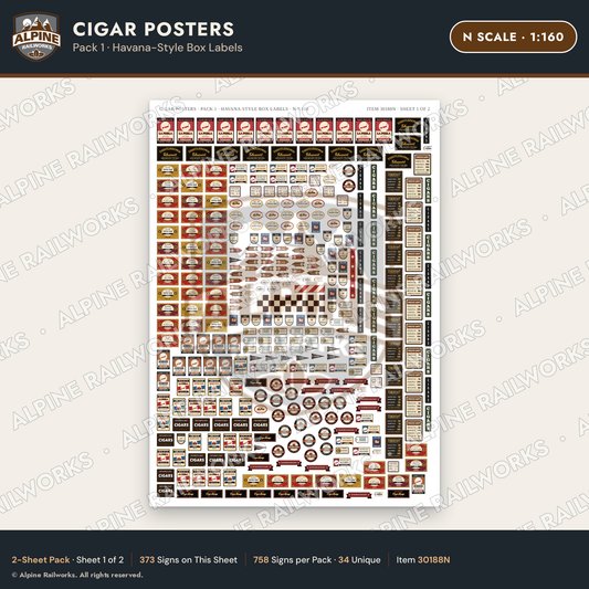 Alpine Railworks 30188N N Scale Cigar Posters