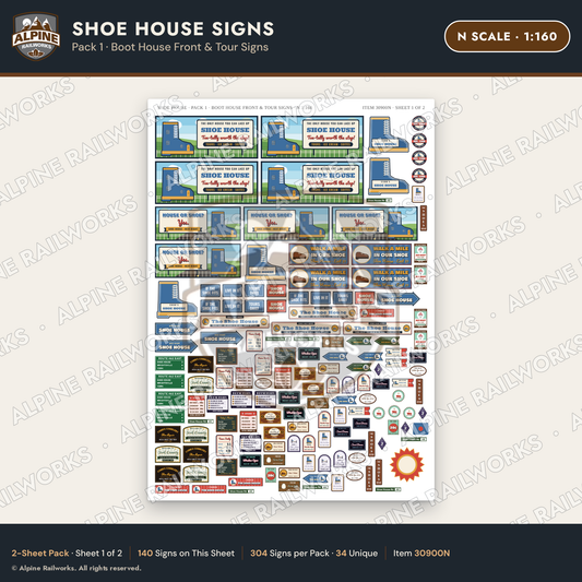 Alpine Railworks 30900N N Scale Roadside Attraction Signs - Shoe House