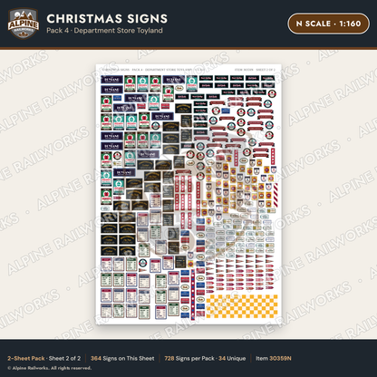 Alpine Railworks 30359N N Scale Christmas Signs