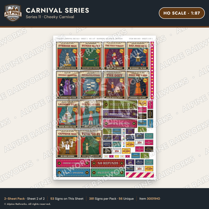 Alpine Railworks 30011HO HO Scale Carnival Signs - Cheeky Carnival
