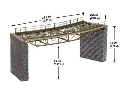 Noch 67026 HO Scale Curved Steel Deck Truss Bridge Laser-Cut Kit