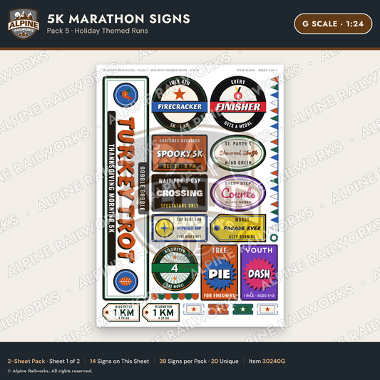 Alpine Railworks 30240G G Scale 5K Marathon Signs