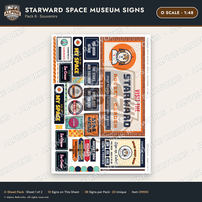 Alpine Railworks 31151O O Scale Roadside Signs - Space Museum