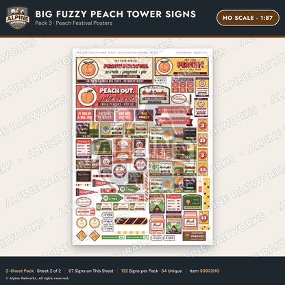Alpine Railworks 30932HO HO Scale Roadside Signs - Peach Water Tower
