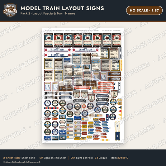 Alpine Railworks 30441HO HO Scale Model Train Layout Signs