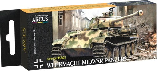 Arcus Hobby Colors 2098 Wehrmacht Mid-WWII Panzer Tanks Enamel Paint Set (6 Colo