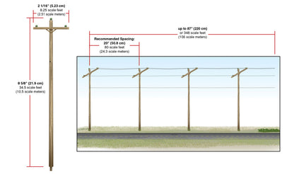 Woodland Scenics US2280 O Scale Pre-Wired Poles - Single Crossbar