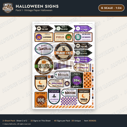 Alpine Railworks 30362G G Scale Halloween Signs - Paper Halloween