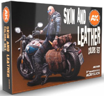 AK Interactive 11613 Skin & Leather 3G Acrylic Paint Set (6 Colors) 17ml Bottles