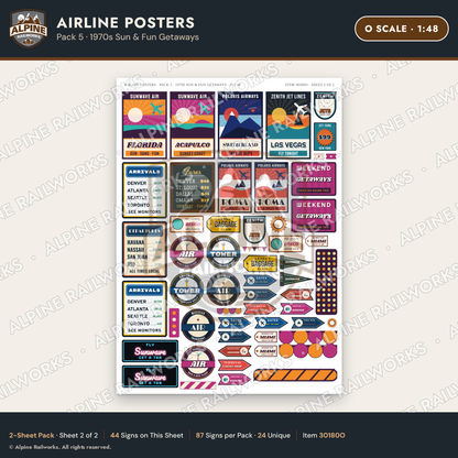 Alpine Railworks 30180O O Scale Airline Posters - 1970s Sun