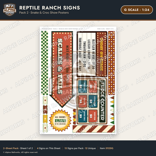 Alpine Railworks 31129G G Scale Roadside Signs - Reptile Zoo