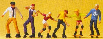 Preiser 10074 HO Scale Pedestrians Rollerskaters & Skateboarders