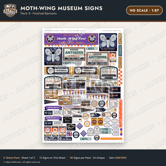 Alpine Railworks 30873HO HO Scale Roadside Signs - Mothman Museum