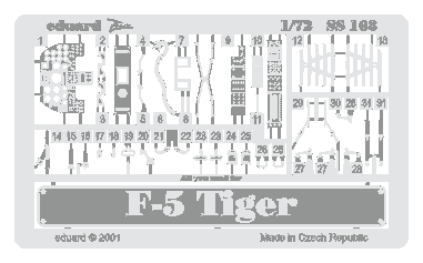 Eduard SS168 1/72 F-5E Tiger for Italeri Photo Etch Detail Set