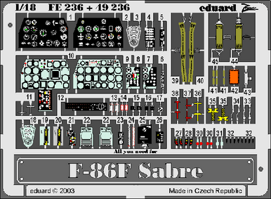 Eduard FE236 1/48 F-86F Sabre Photo Etch for Hasegawa