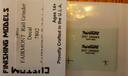 Custom Finishing 7802 HO Scale Decal Set -- For Fairmont Spot Grinder