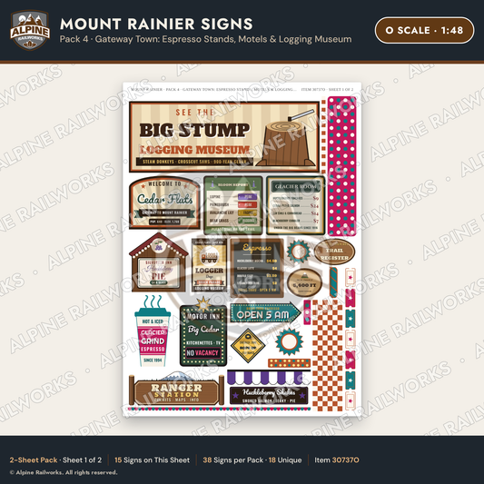 Alpine Railworks 30737O O Scale Tourist Signs - Mount Rainier