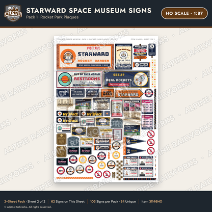 Alpine Railworks 31146HO HO Scale Roadside Signs - Space Museum