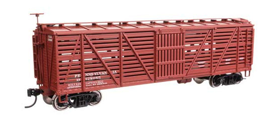 Walthers Mainline 910-41464 HO Scale 40' Wood Stock Car RTR PRR #128085