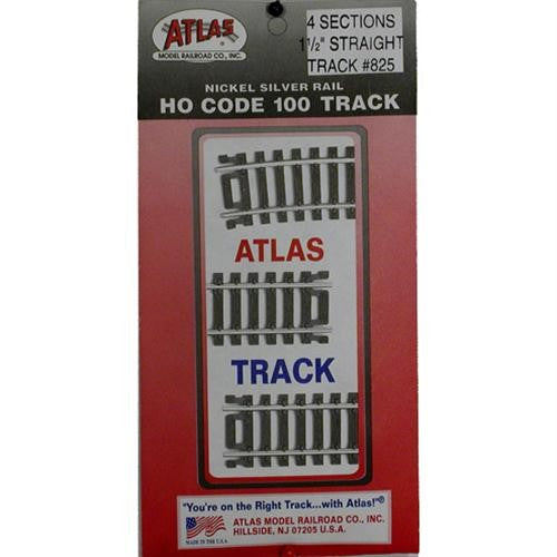 Atlas 825 HO Code 100 1.5" Straight Snap Track (4)