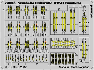 Eduard 73003 1/72 Seatbelts Luftwaffe Bomber WWII (Pre-Painted)
