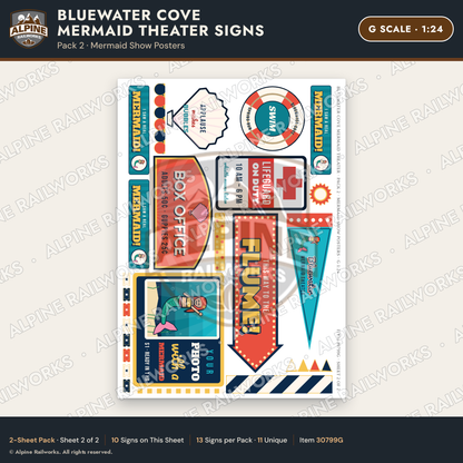 Alpine Railworks 30799G G Scale Roadside Signs - Mermaid Show