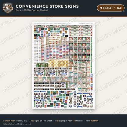 Alpine Railworks 30500N N Scale Convenience Store Signs