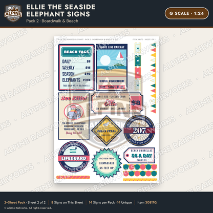 Alpine Railworks 30817G G Scale Roadside Signs - Elephant Building