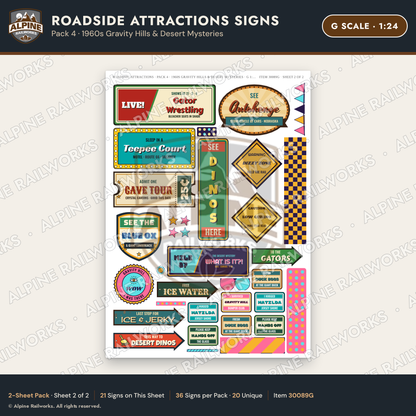 Alpine Railworks 30089G G Scale Roadside Attractions Signs
