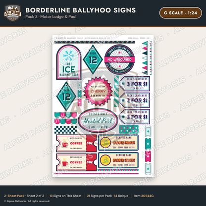 Alpine Railworks 30544G G Scale Roadside Signs - Border Tourist Stop