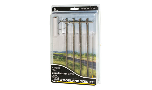 Woodland Scenics US2280 O Scale Pre-Wired Poles - Single Crossbar