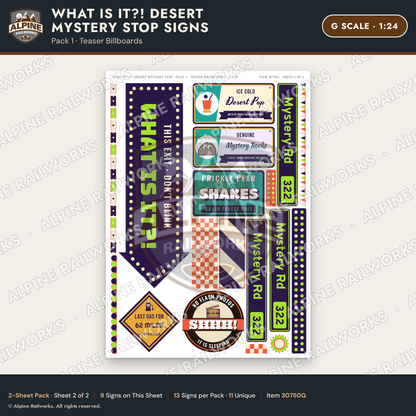 Alpine Railworks 30750G G Scale Roadside Signs - Desert Mystery Stop