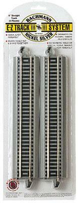 Bachmann 44548 On30 Scale Reversing System- E-Z Track(R) -- 9" Straight w/Nickel Silver Rail & Gray Roadbed pkg(4)
