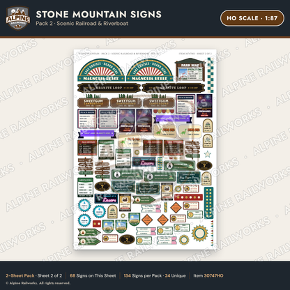 Alpine Railworks 30747HO HO Scale Tourist Signs - Stone Mountain
