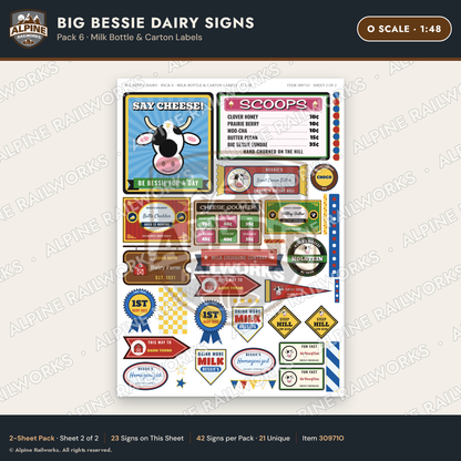 Alpine Railworks 30971O O Scale Roadside Signs - Giant Cow Dairy
